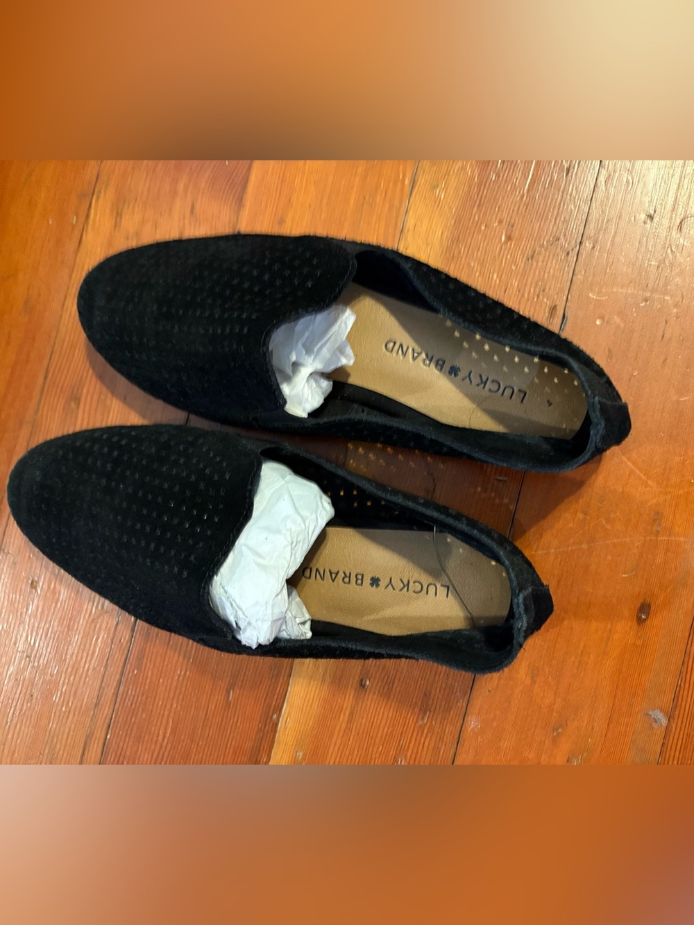 Lucky Brand ladies Black Suede Slip-On Loafers